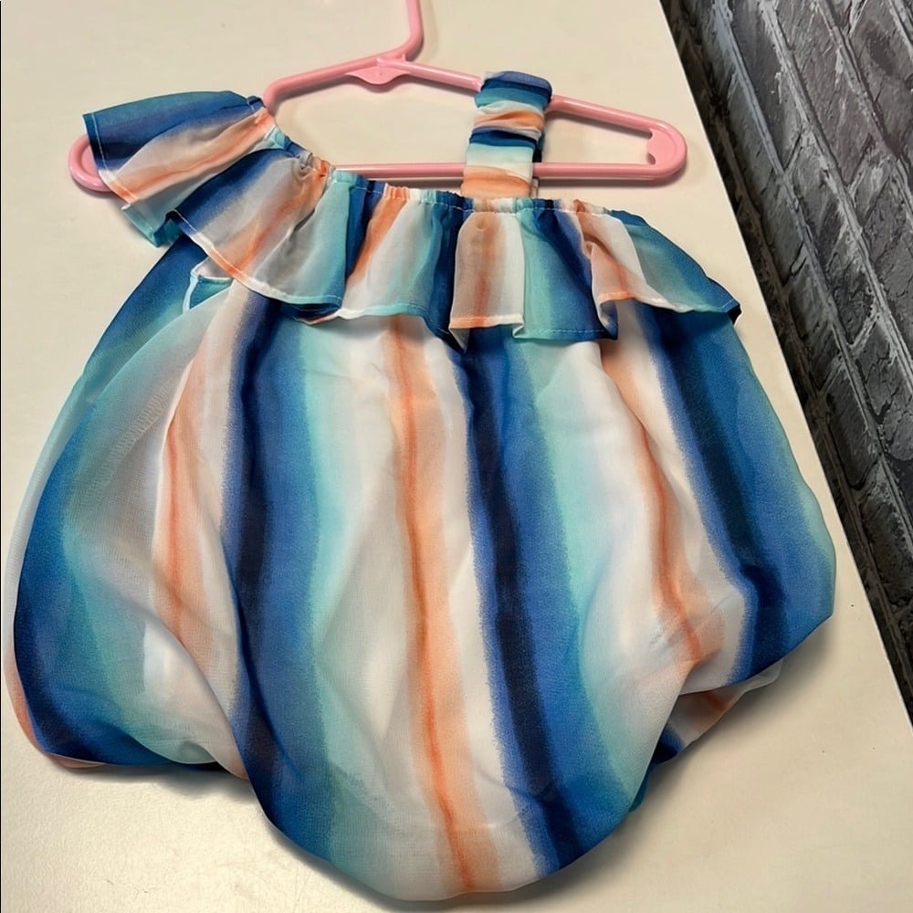 Striped Ruffle Baby Romper - Picture 4 of 7